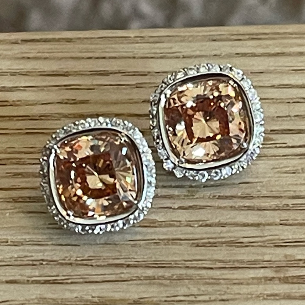Stunning CZ and stone pierced sterling silver earrings 0.5” in size. NWOT